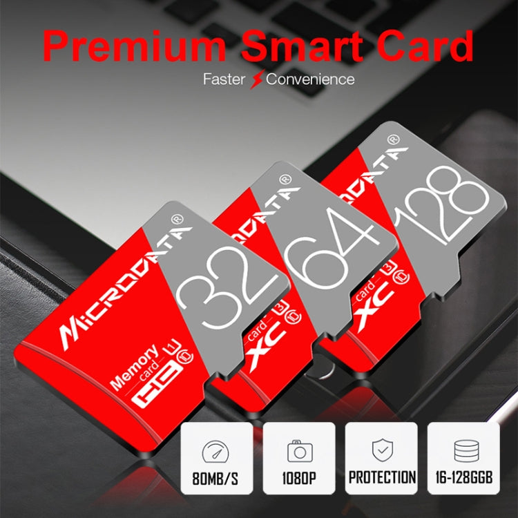 MICRODATA 128GB Class10 Red and Grey TF Memory Card, 128GB