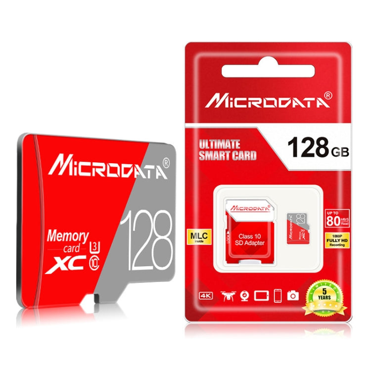 MICRODATA 128GB Class10 Red and Grey TF Memory Card, 128GB