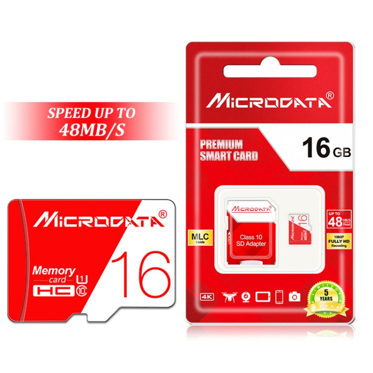MICRODATA 16GB High Speed U1 Red and White TF Memory Card, 16GB