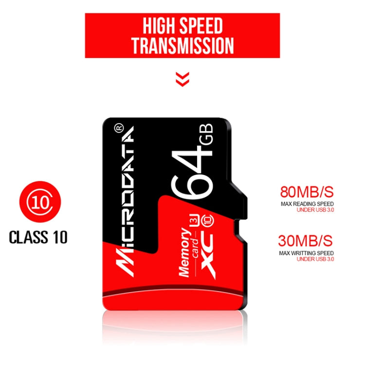 MICRODATA 32GB U1 Red and Black TF Memory Card, 32GB