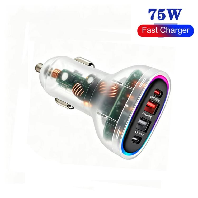 מטען לרכב 75W עם 4 יציאות