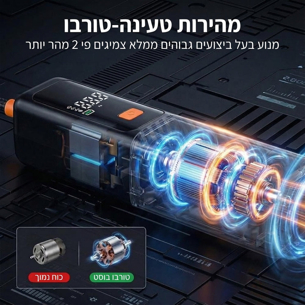 משאבת אוויר אלחוטית עם צג דיגיטלי